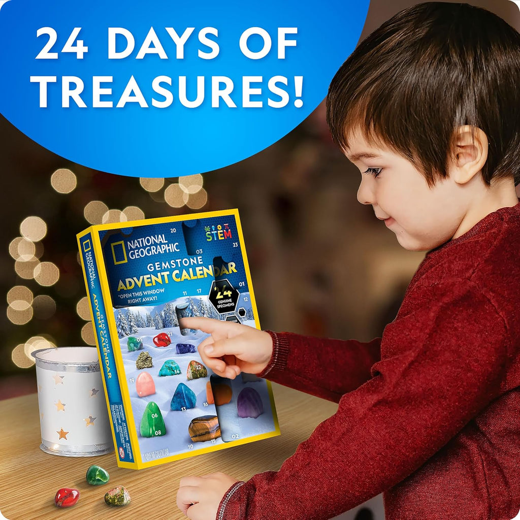 National Geographic 2026 Gemstone Advent Calendar - Kids' Countdown Calendar with 24 Gems & Mini Dig Kit