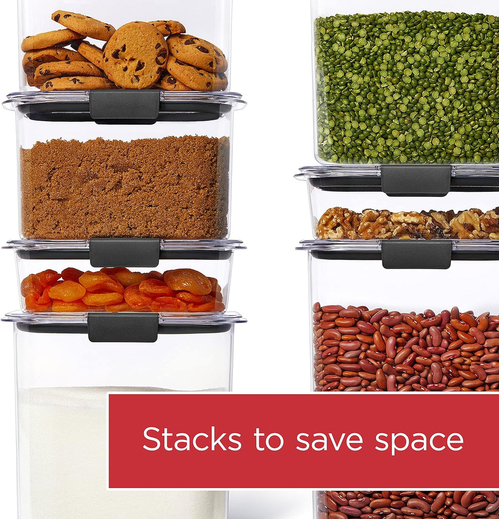 Rubbermaid Brilliance 12-Cup Airtight Food Storage Container - Ideal for Pantry Organization, Clear/Grey