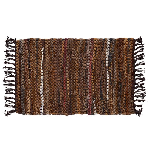 HF by LT Tucson Leather Placemats, 13 x 19 inches, Set of 4, Handwoven Recycled Leather and Soft Cotton, Brown
