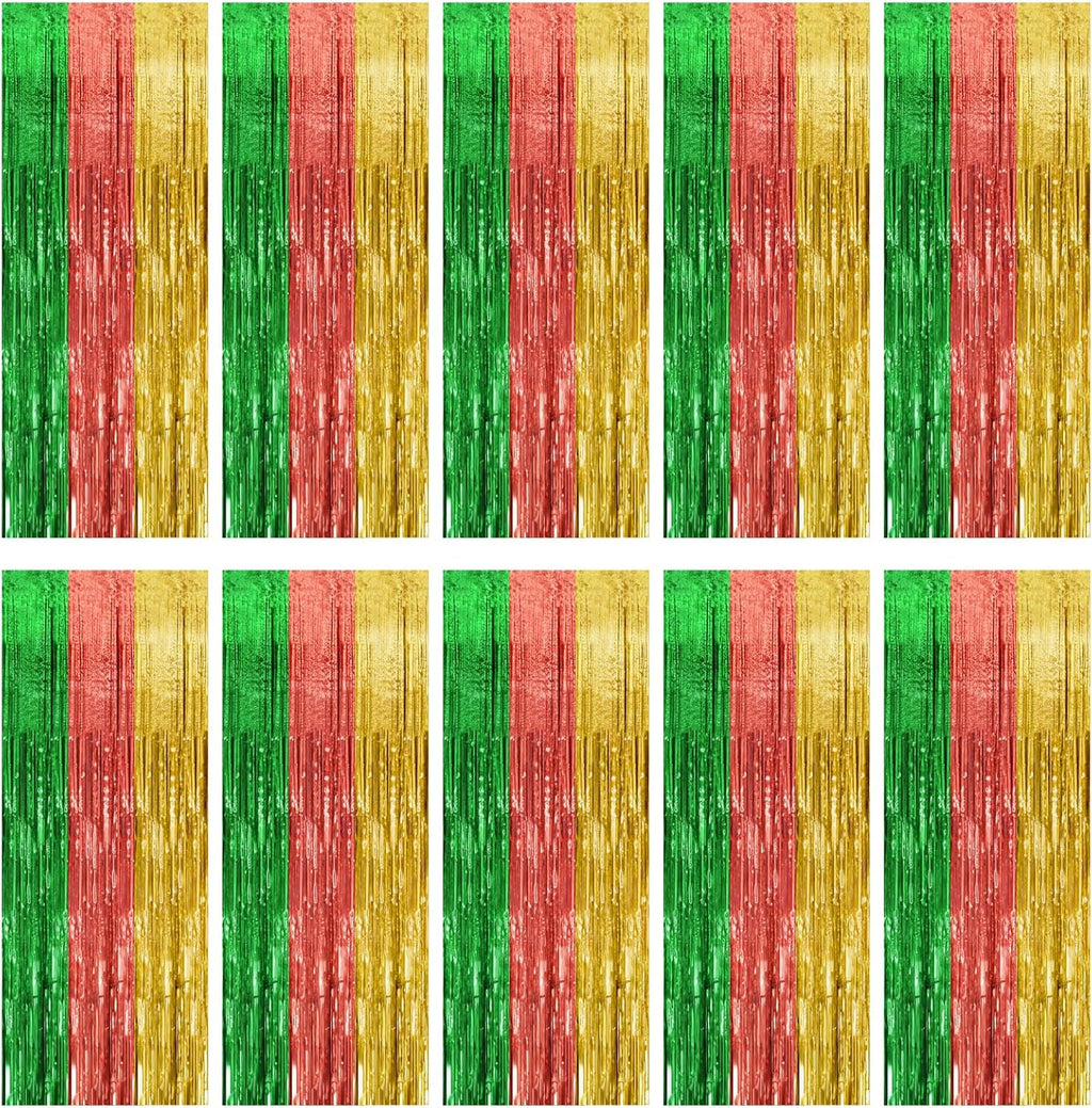 Skiennix Hawaii Party Backdrop - Vibrant Summer Streamers & Foil Fringe Curtains | 10 Pack for Celebrations