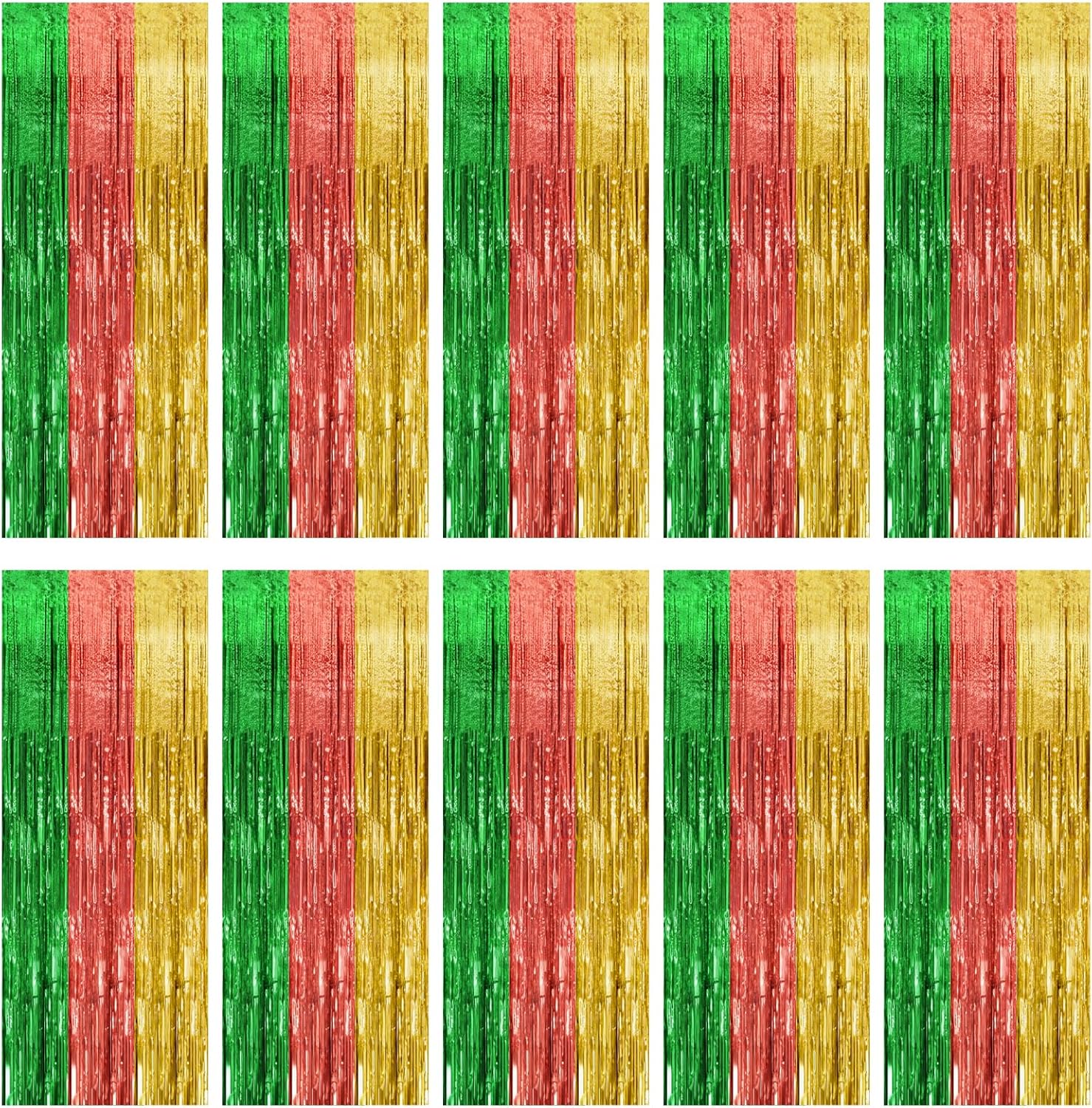 Skiennix Hawaii Party Backdrop - Vibrant Summer Streamers & Foil Fringe Curtains | 10 Pack for Celebrations