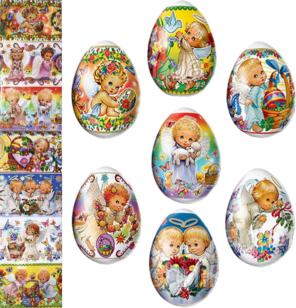 Skiennix Thermo Heat Shrink Sleeve | Decorative Easter Egg Wraps - Pysanka Design (Angels)