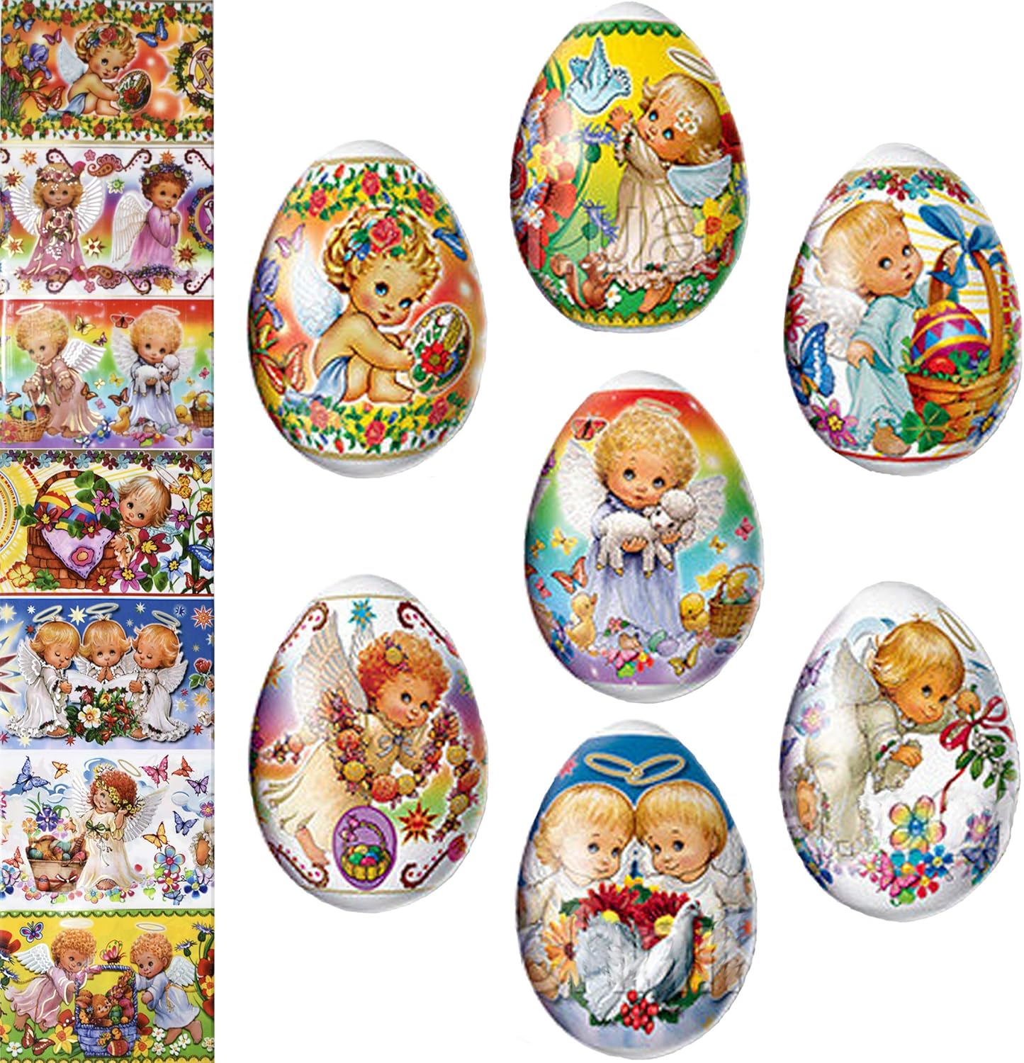 Skiennix Thermo Heat Shrink Sleeve | Decorative Easter Egg Wraps - Pysanka Design (Angels)