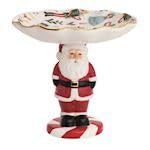 Christmas Santa Pedestal Candy Dish - Hand-Painted Ceramic Holiday Decor