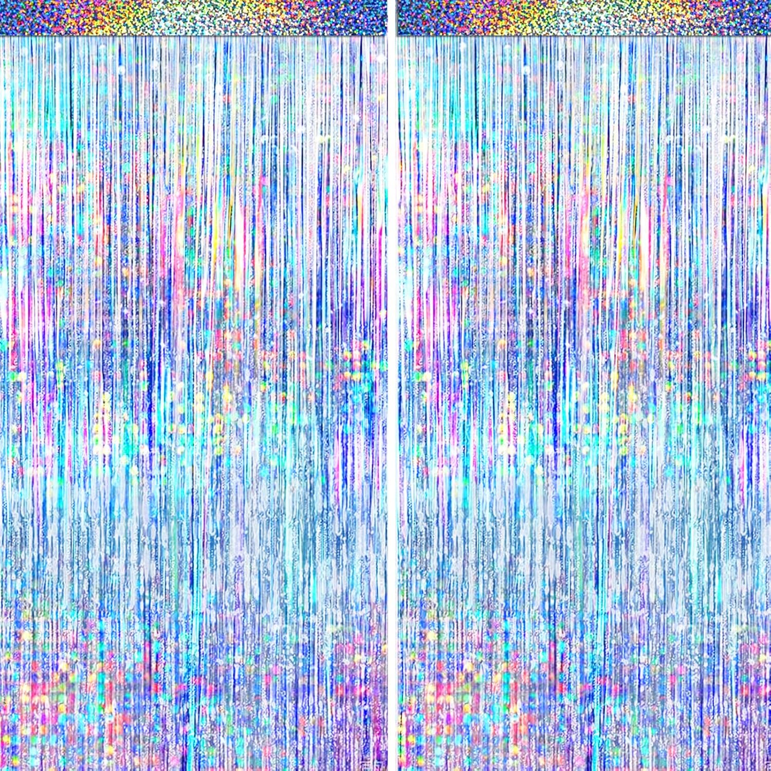 Silver Foil Fringe Curtain by [Brand Name] - 4 Pack Metallic Tinsel Backdrop for Parties & Events