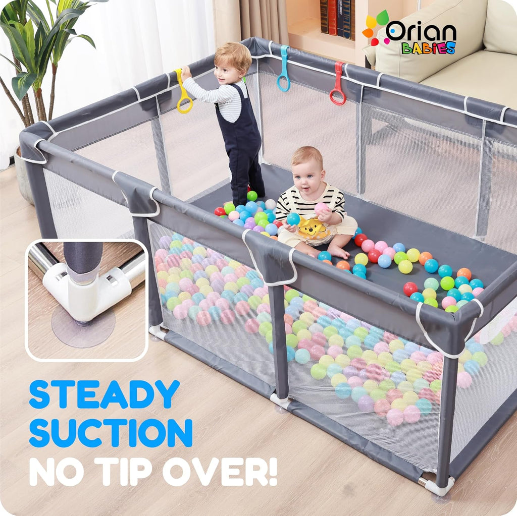 Orian Playpen - Large 50x74 Baby Play Yard | Sturdy Indoor/Outdoor Mesh Sides, Safe Play Area