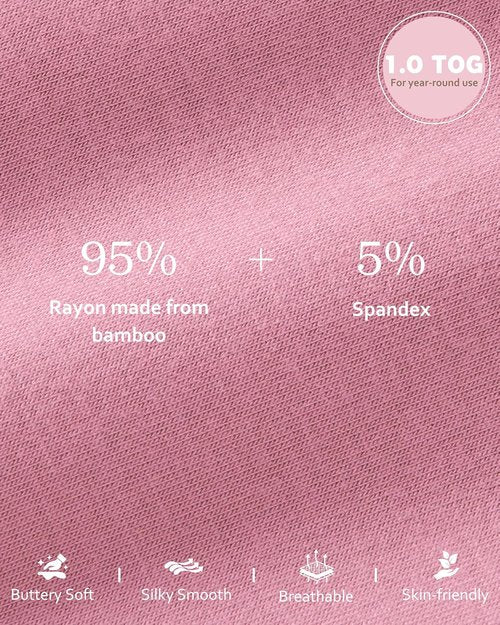 Bamboo Rayon Baby Sleep Sack - Soft 1.0 Tog Wearable Blanket for 6-12 Months | 2-Pack Pink Rainbow
