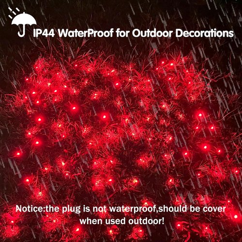HISHINY LED Red Christmas Net Lights - 100 LED Connectable Indoor/Outdoor Mesh Decor | 5ft x 5ft