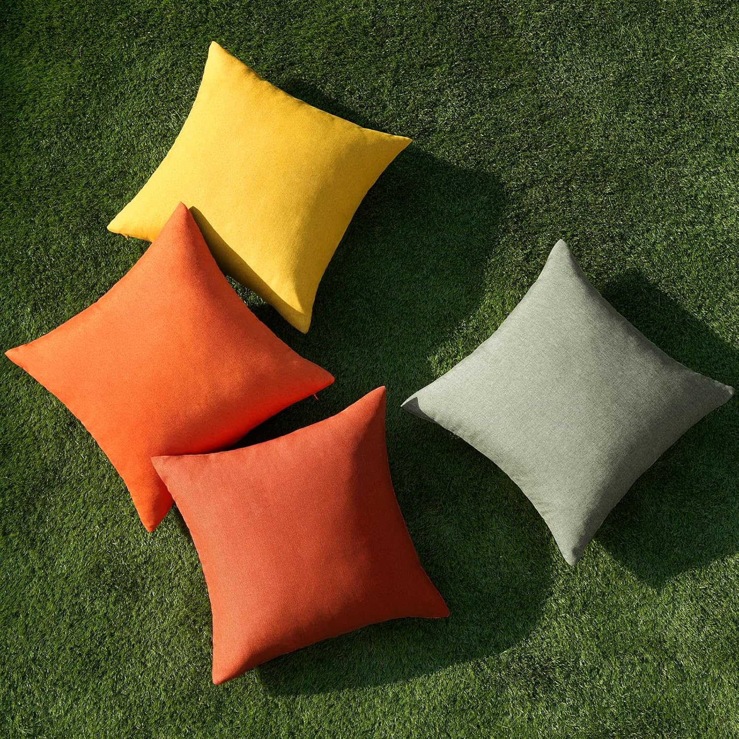 MIULEE Decorative Outdoor Throw Pillow Covers - Waterproof Linen Cushion Cases | Pack of 4, 18x18 inch, Rust Green for Halloween & Patio