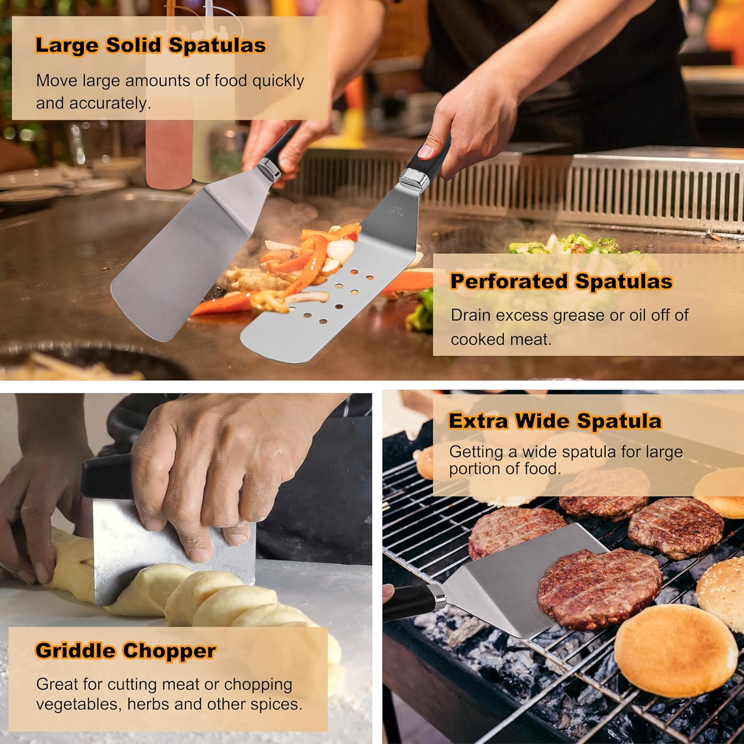 238PCS Premium Griddle Accessories Kit - Essential Tools for Flat Top Grill | Enlarged Spatulas, Burger Press & Basting Cover