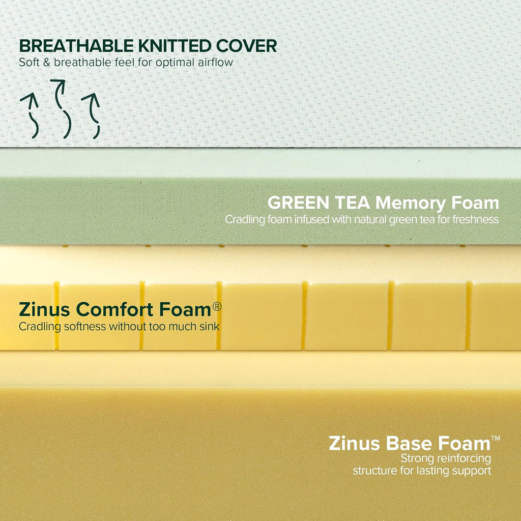 Zinus Memory Foam Mattress - 12 Inch Green Tea Infused Comfort | Full Size