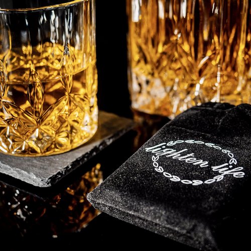 LIGHTEN LIFE Whiskey Decanter Set with Bar Accessories,Crystal Whiskey Decanter and Glass Set in Gift Box,Non-Lead Bourbon Decanter Set for Rum Scotch,Wedding Anniversary Birthday Gift for Men Him Dad