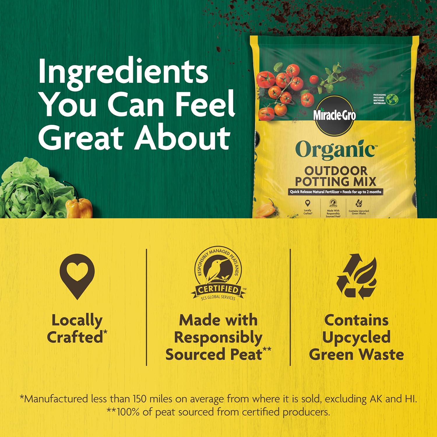 Miracle-Gro Organic Outdoor Potting Mix - Quick-Release Fertilizer for Container Plants | 16 Qt.