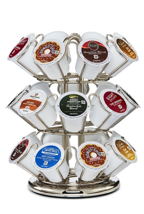 Keurig Storage Carousel, Coffee Pod Storage, Holds up to 10 Keurig K-Cup Pods, Silver