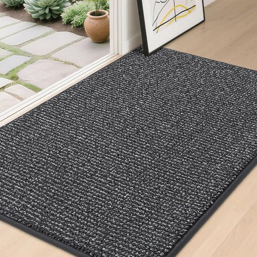 BEQHAUSE Dirt Trapper Door Mat - Non-Slip, Washable, Absorbent 32" x 48" Charcoal Entrance Mat