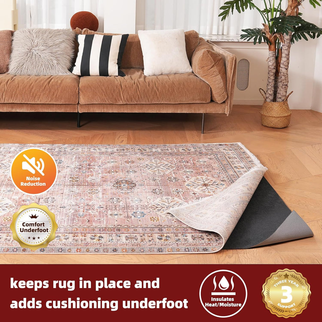 BAGAIL Non-Slip Rug Pads - 1/4” Thick Felt & Natural Rubber Backing - 5 x 7 Ft for Hardwood Floor Protection