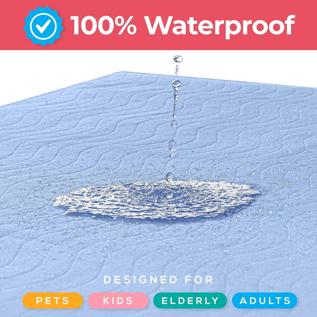 Utopia Bedding Waterproof Washable Underpads - Heavy Absorbency Bed Pads for Adults & Pets | 34" x 36" (Pack of 4) - Blue