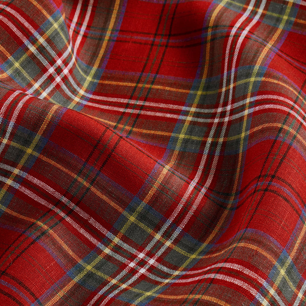 Solino Home Table Runner 90 Inches Long - 100% Pure Linen Red Classic Tartan Plaid Table Runner 14 x 90 Inch for Dining