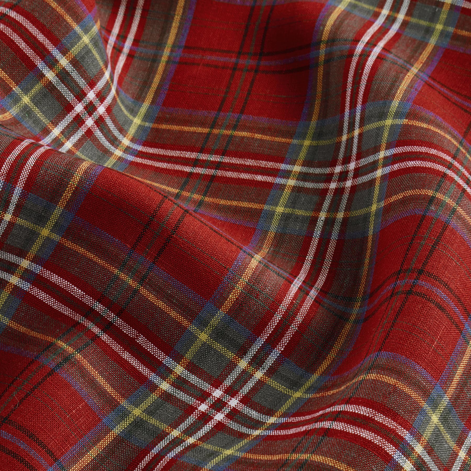 Solino Home Table Runner 90 Inches Long - 100% Pure Linen Red Classic Tartan Plaid Table Runner 14 x 90 Inch for Dining