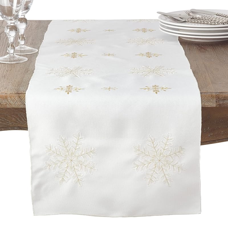 Variation: Red 16"x120" Snowflake Embroidered Table Runner