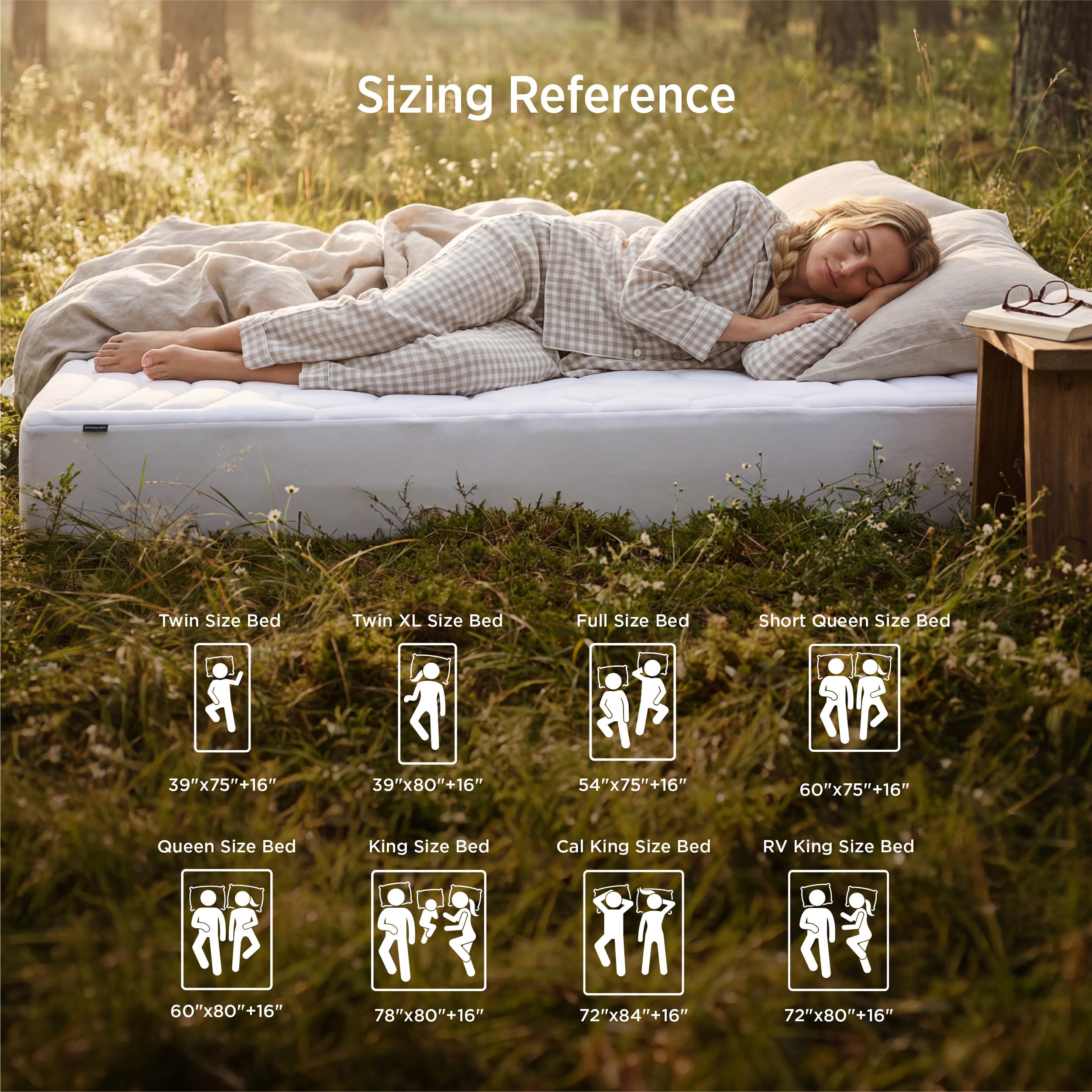 Bedsure Queen Mattress Pad - Quilted Fitted Mattress Topper Protector with 8-21 Inches Deep Pocket, Noiseless Breathable Bed Cover Padded, Machine Washable, White, 60x80 Inches