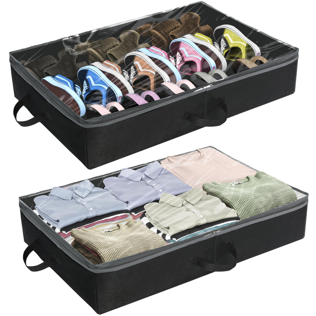 Simple Houseware 2 Pack Under Bed Storage Bin, Black