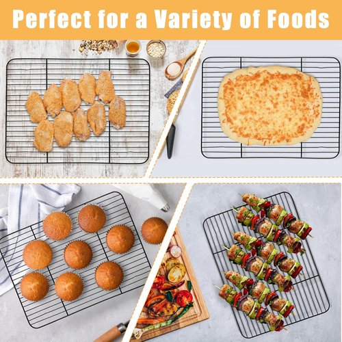 E-far Nonstick Baking Sheet Set - Heavy-Duty Cookie Sheets with Cooling Racks | 16 x 12 Inch, Easy Clean