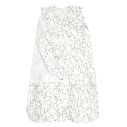 HALO 100% Cotton Sleepsack Swaddle - 3-Way Adjustable Wearable Blanket, TOG 1.5, Leaves, Newborn 0-3 Months