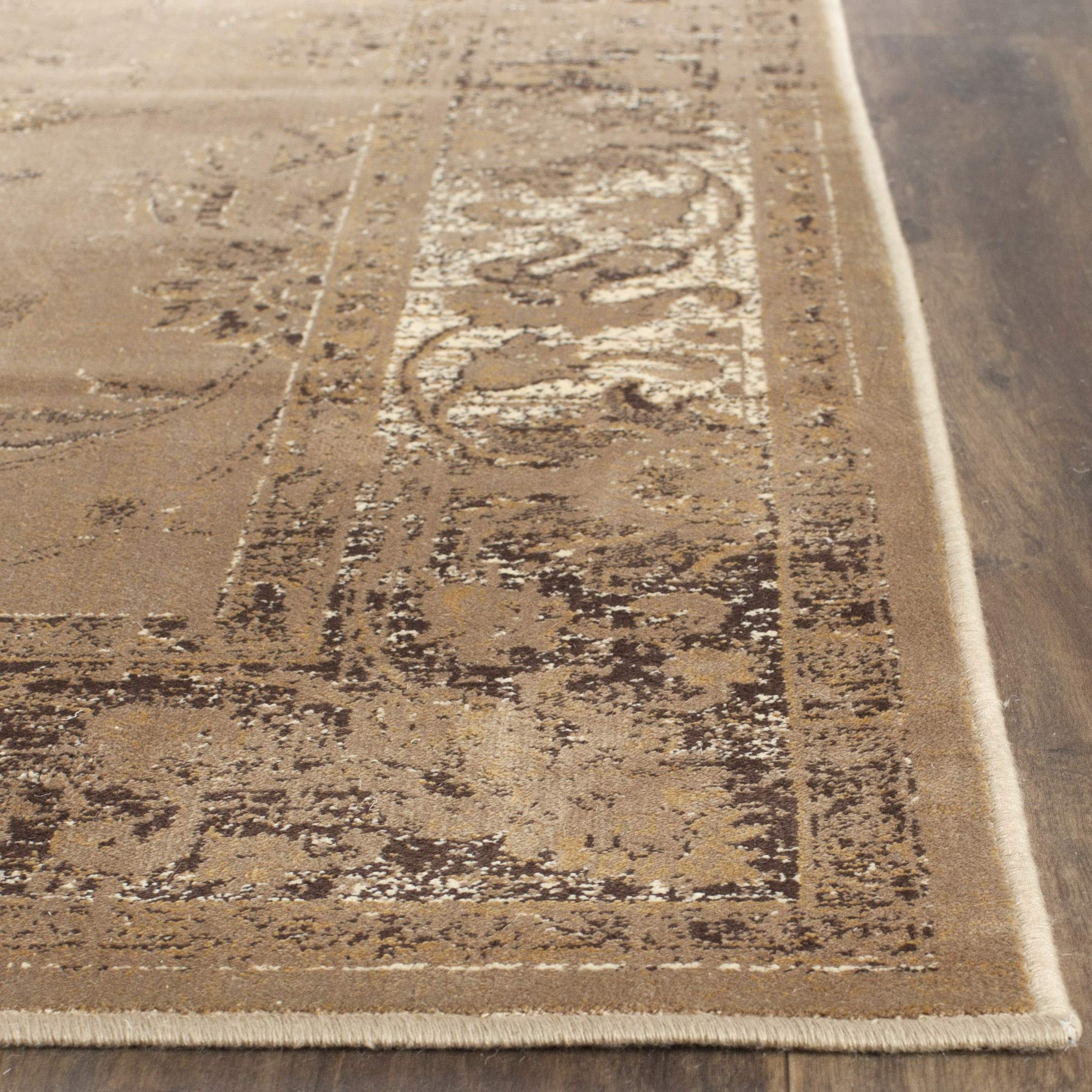 SAFAVIEH Vintage Collection Runner Rug - 2'2" x 8', Taupe, Oriental Distressed Viscose Design, Ideal for High Traffic Areas in Living Room, Bedroom (VTG117-1662)