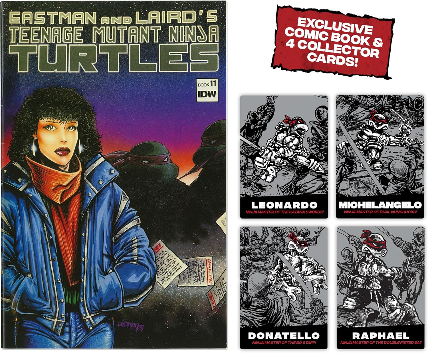 Playmates Toys Teenage Mutant Ninja Turtles Comic Book Figures - Black and White Edition with Comic Book