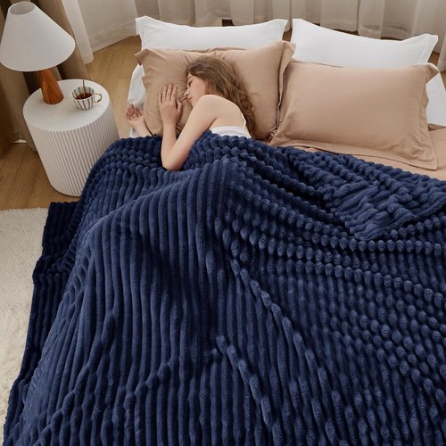 Bedsure GentleSoft Navy Fleece Blanket - Cozy Soft Throw for Couch, Perfect for Women & Girls, 108x90 Inches