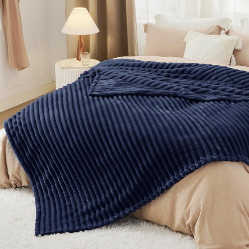 Bedsure GentleSoft Navy Fleece Blanket - Cozy Soft Throw for Couch, Perfect for Women & Girls, 108x90 Inches
