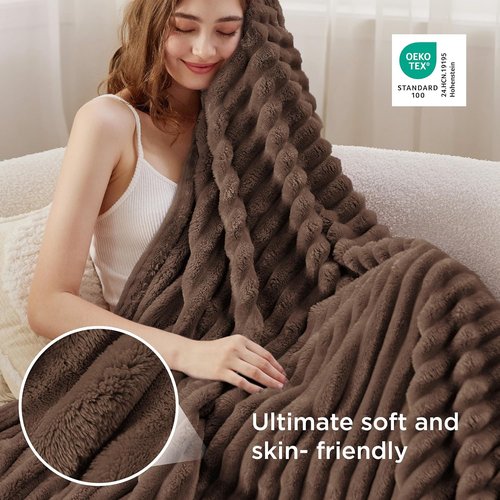 Bedsure GentleSoft Twin XL Blanket - Cozy Brown Fleece Throw for Women | Perfect Birthday Gift, 66x90 Inches