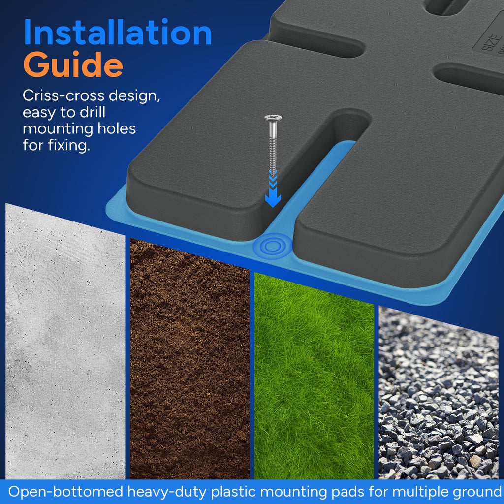 Toutgood Mini Split Pad for Condenser: Ground Base for Air Conditioner Outdoor Condenser Units, Plastic Equipment Pad for Ductless Minisplit Heat Pump Systems HAVC, Gray, 34.6" x 18.1" x 2"