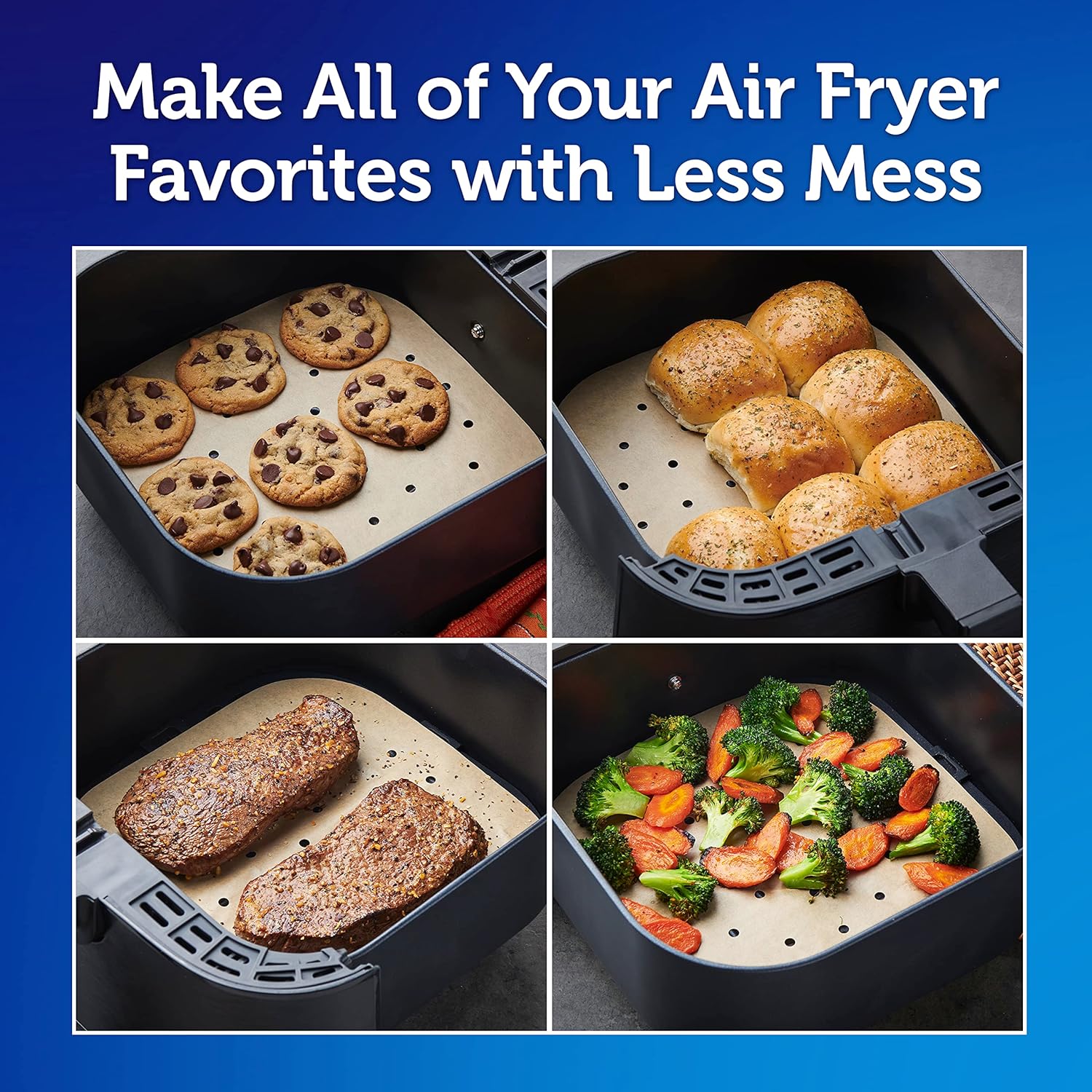 Reynolds Kitchens Air Fryer Liners - Disposable Unbleached Parchment Paper Sheets, 50 Count (Pack of 2)