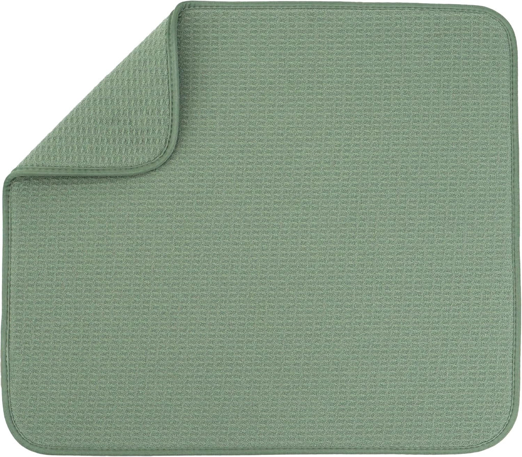 S&T INC. Dish Drying Mat - Absorbent Microfiber Kitchen Counter Pad | 16” x 18”, Large, Sage Green
