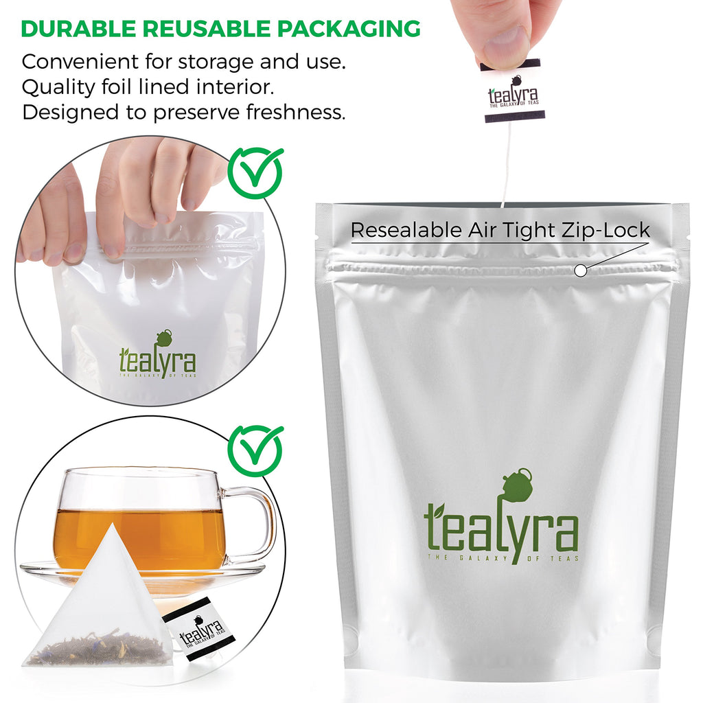 Tealyra - Cream Earl Grey Tea Pyramids Bags - Classic Black Leaf Tea - Citrusy with Vannilla Flavor - 25 Sachets (2-ounce)