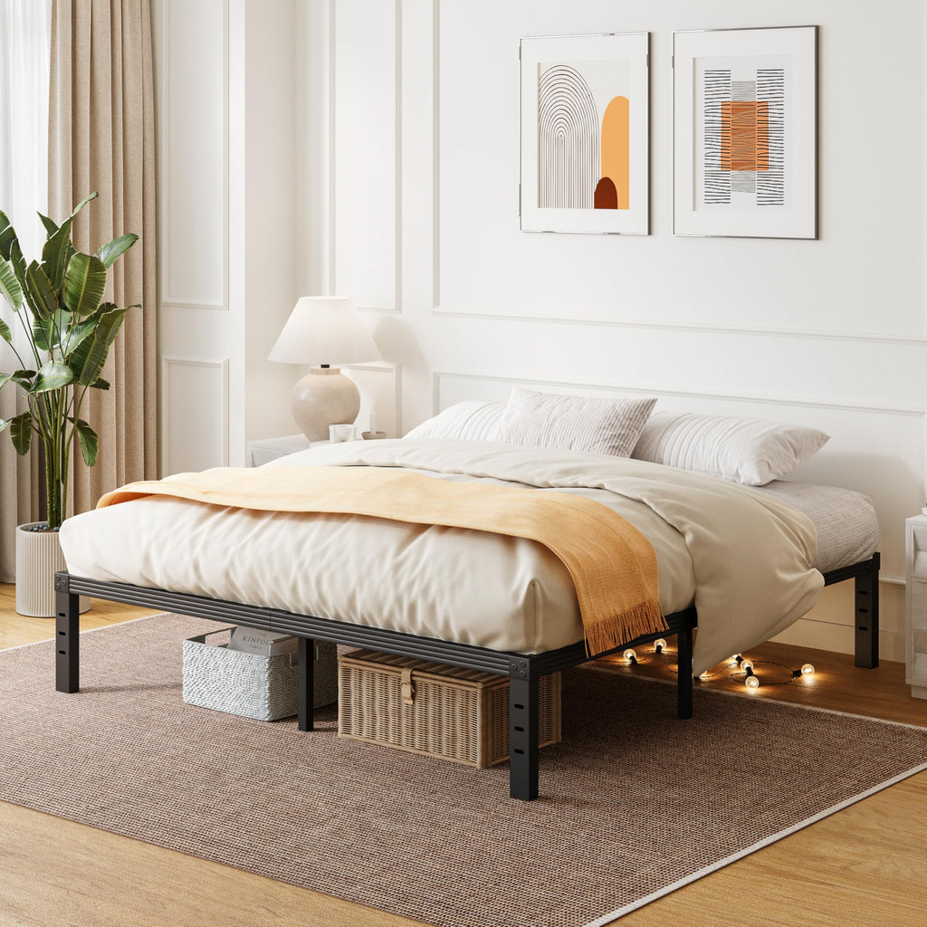 ZIYOO King Bed Frames, 12 Inches Platform Bed Frame, 3500lbs Heavy Duty Steel Slat, Non-Slip Design, No Box Spring Needed, Easy Assembly, Quiet Noise Free, Under Bed Storage Space, Black