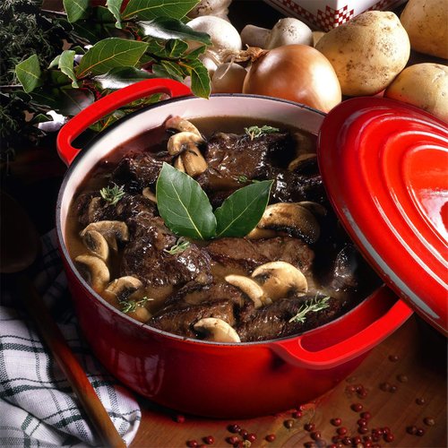 Dutch Oven Pot with Lid - 6Qt Enameled Cast Iron Cookware for Oven or Stovetop Use - Cook Soups, Stews, Chicken, or Pot Roast by Classic Cuisine (Red)