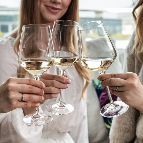 Krosno Large White Wine Glasses Set of 6, 13.2 oz, Avant-Garde Collection, Crystal Glass,Long Stem Wine Glasses for Wines and Cocktails, Glass Set for All Occasions, Dishwasher Safe, Made in Europe