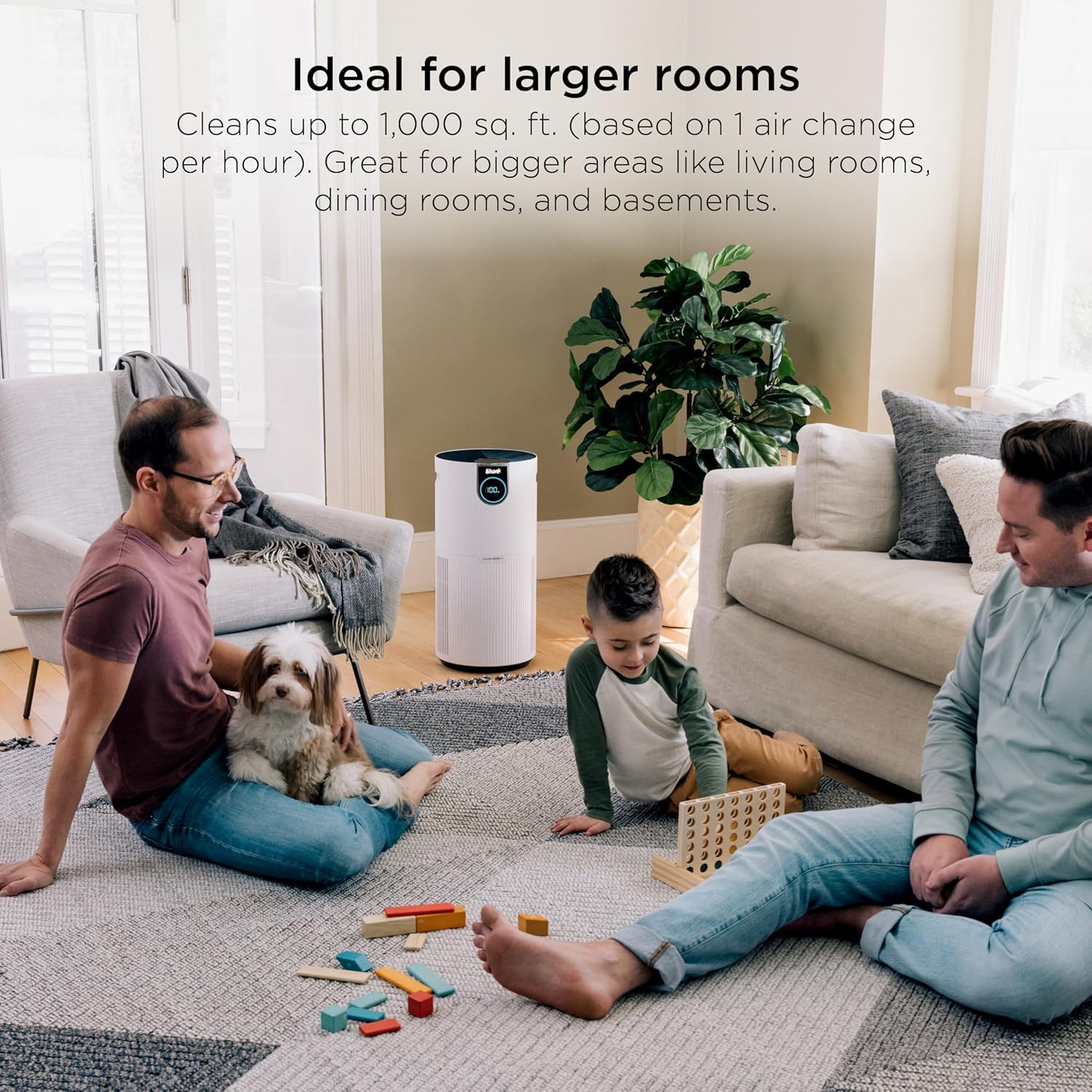 Shark Air Purifier - HEPA Filter with Clean Sense Technology for Large Rooms up to 1000 Sq Ft | Captures 99.98% of Allergens