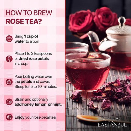 Eastanbul Dried Rose Petals, 2.1oz, Premium Edible Rose Petals, Dried Flower for Herbal Tea, Decoration, Sprinkles, Dessert Topping, From Mediterranean Flowers, Natural, Vegan, Gluten Free, Non GMO