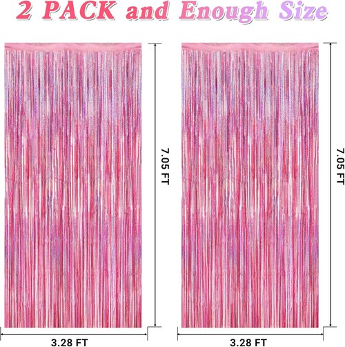 Glitter Pink Backdrop by [Brand Name] - 2 Pack | 3.28 FT x 7.05 FT Birthday Party Decorations
