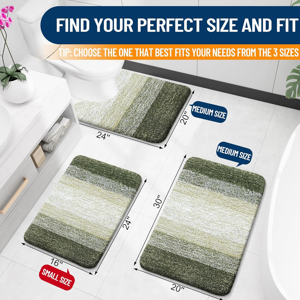 OLANLY Bathroom Rugs - Extra Soft Microfiber Mat, Quick Dry & Machine Washable | 30x20, Dark Green