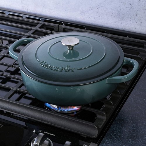 Crock-Pot Enameled Cast Iron Braiser - 5 Quart Slate Gray with Lid for Perfect Cooking