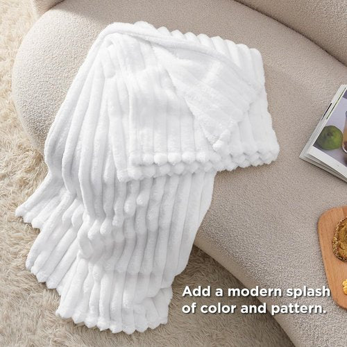 Bedsure GentleSoft Twin Fleece Blanket - Cozy White Throw for Couch, Perfect for Women & Girls, 60x80 Inches