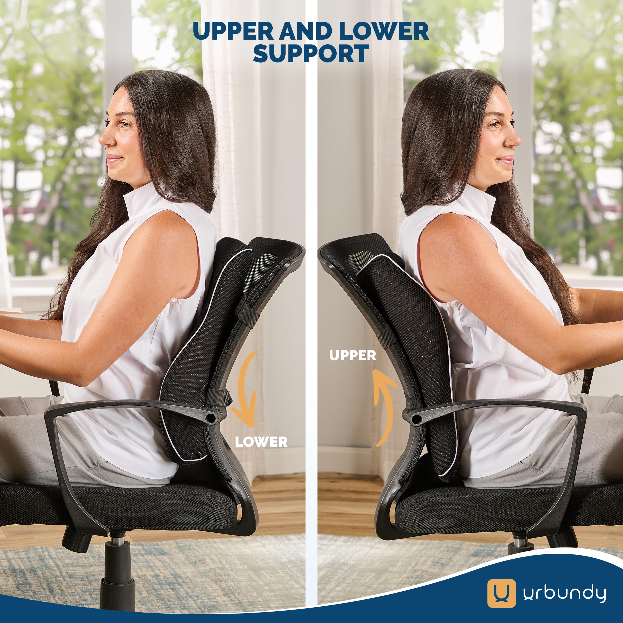 Lumbar Support Pillow for Office Chair with Strap - Perfect Lumbar Pillow Cushion for Upper & Lower Back Support for Office Chair, Back Support Back Pillow - Also Perfect Lumbar Support Pillow for Car