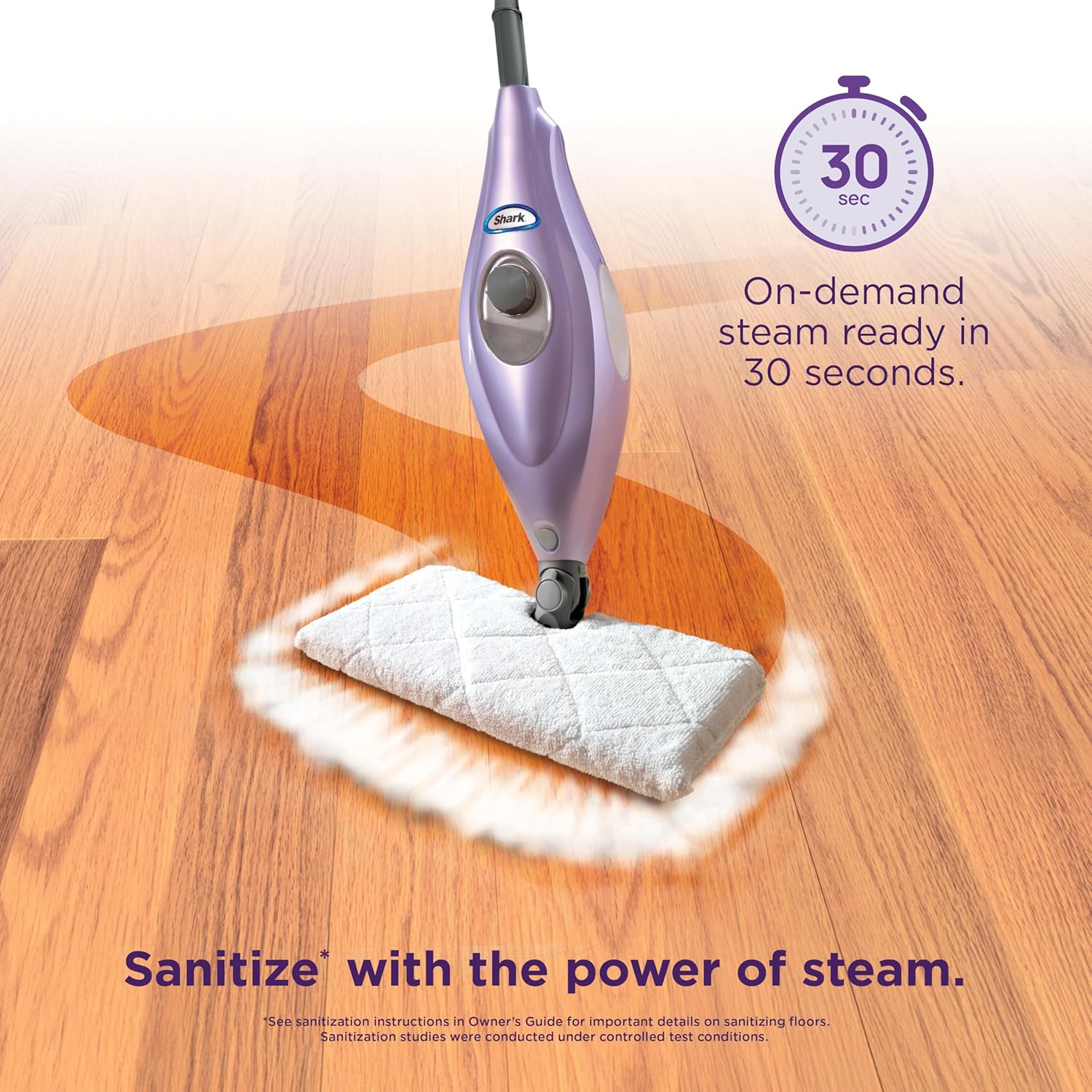 Shark Steam Pocket Mop - Lightweight Steam Cleaner for Sealed Hard Floors | 2 Washable Pads, Purple S3501