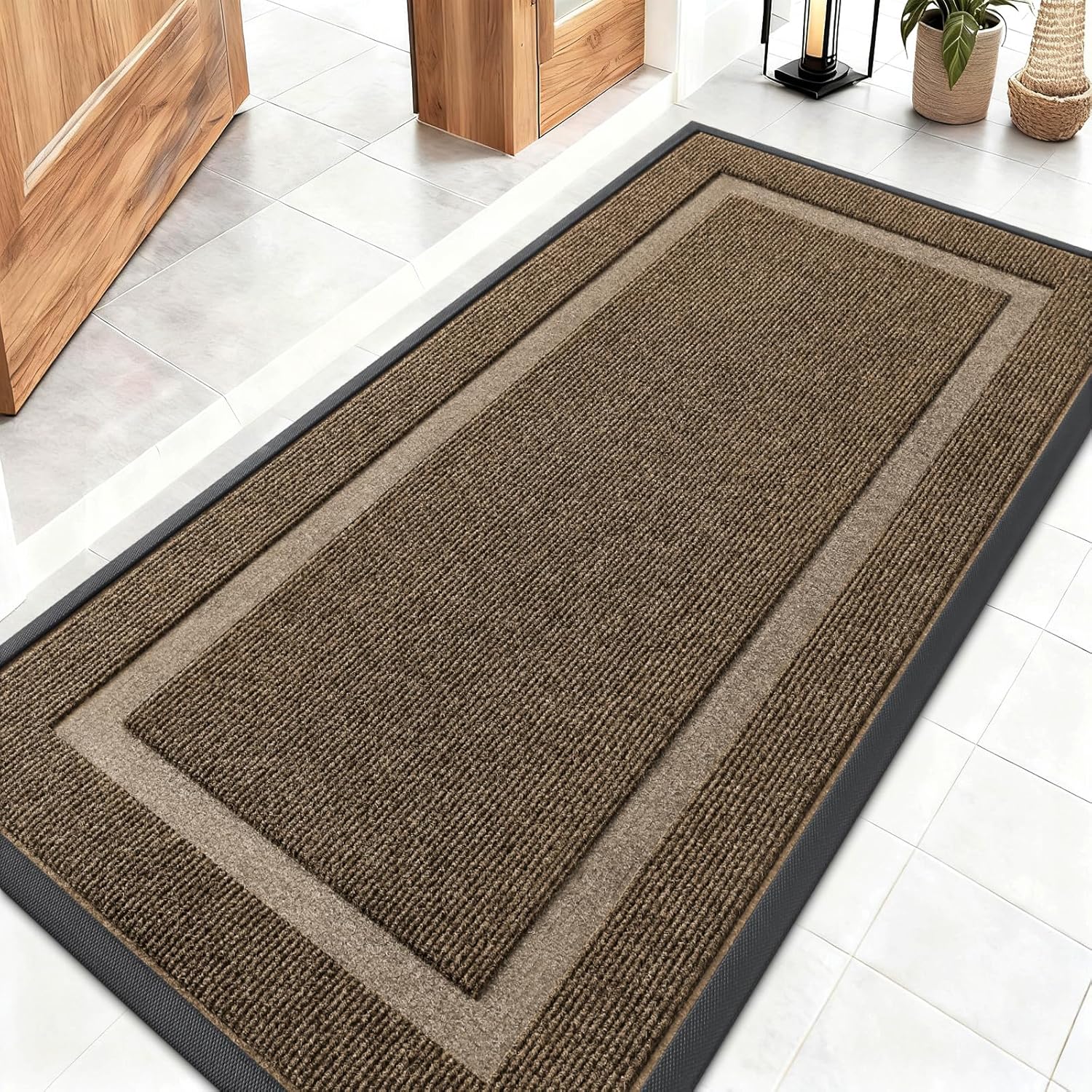 OLANLY Waterproof Front Door Mat - All-Season, Fade Resistant, Easy Clean | 47x23 Inches, Brown
