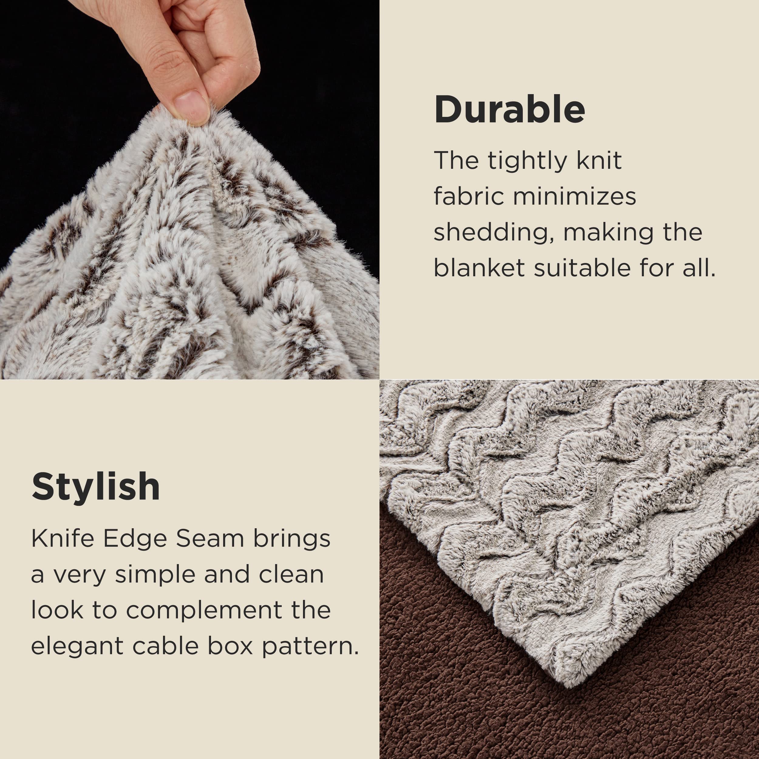 Bedsure Cozy Throw Blankets for Couch - Comfy Fuzzy Blankets and Throws，Warm Soft Plush Throws and Blankets for Sofa, Brown, 50x60 inches